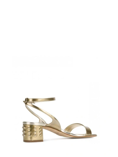 Shop Tod's Leather Sandals In Oro Pallido