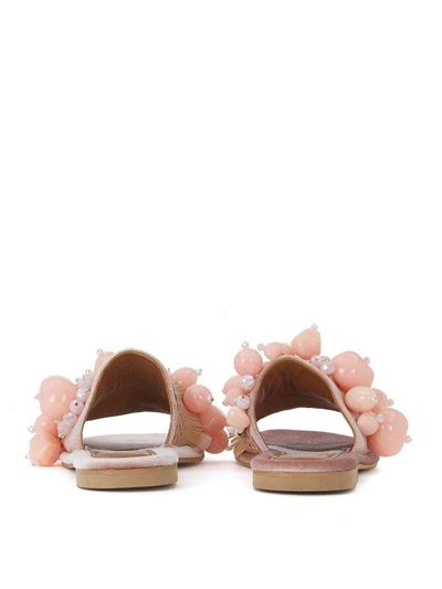 Shop Elina Linardaki Sel Rose Pink Velvet Sandal In Multicolor