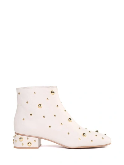 Shop See By Chloé Jarvis Stud-embellished Leather Booties In Avorio