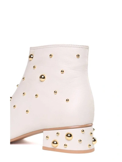 Shop See By Chloé Jarvis Stud-embellished Leather Booties In Avorio