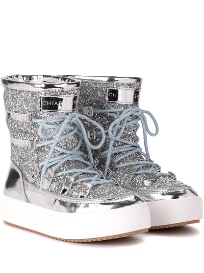 Shop Chiara Ferragni Eyes Flirting Silver Snow Boots In Argento