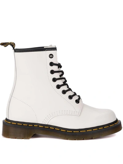 Shop Dr. Martens' 1460 Smooth White Leather Ankle Boots In Bianco