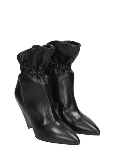 Shop Isabel Marant Lileas Leather Ankle Boots In Black