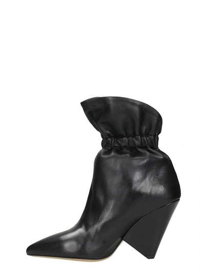 Shop Isabel Marant Lileas Leather Ankle Boots In Black