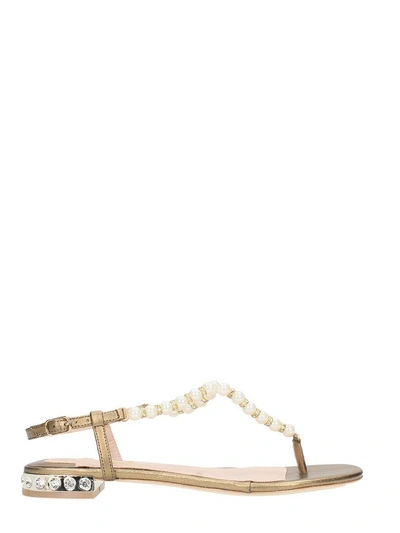 Shop Julie Dee Thong Gold Leather Sandals