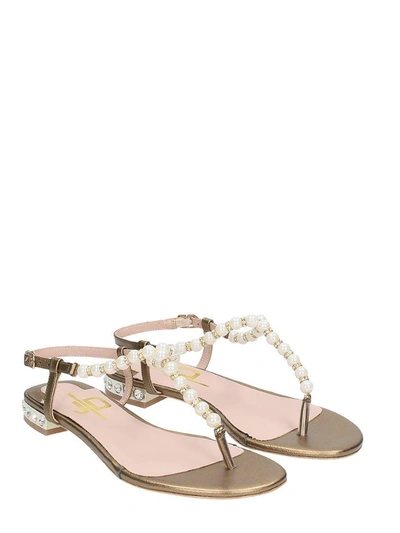 Shop Julie Dee Thong Gold Leather Sandals