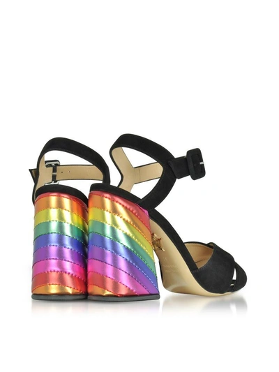 Shop Charlotte Olympia Emma Black Suede And Rainbow Patent Leather High Heel Sandals