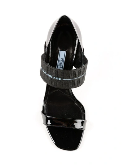 Shop Prada Logo Strap Sandals In Nero