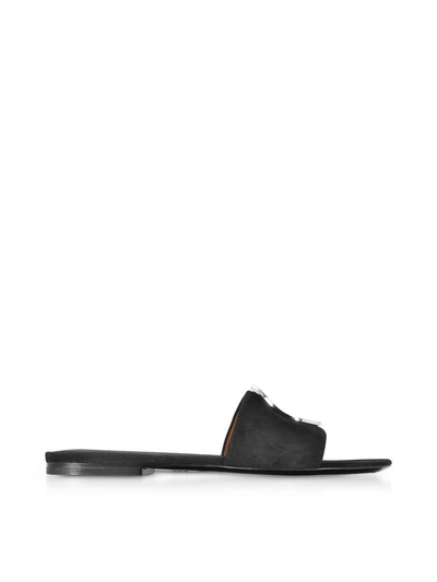 Shop Proenza Schouler Black Suede Slide Sandals