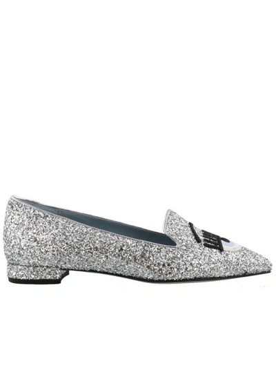 Shop Chiara Ferragni Flirting Point Slippers In Silver