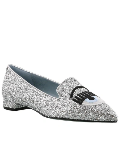 Shop Chiara Ferragni Flirting Point Slippers In Silver