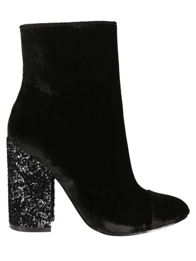 Shop Kendall + Kylie Glittered Heel Ankle Boots In Black Fabric