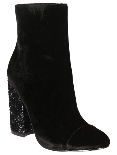 Shop Kendall + Kylie Glittered Heel Ankle Boots In Black Fabric