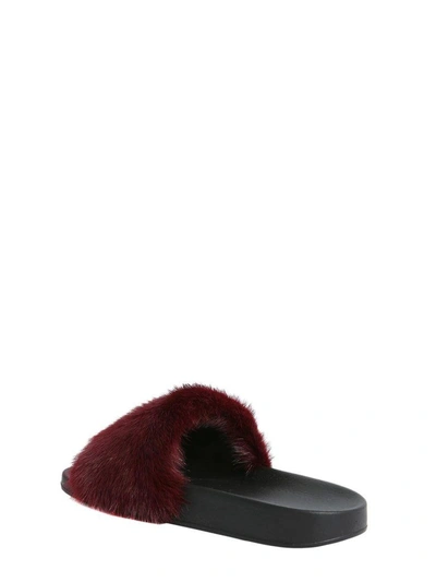 Shop Givenchy Mink Fur Slide Sandals In Bordeaux