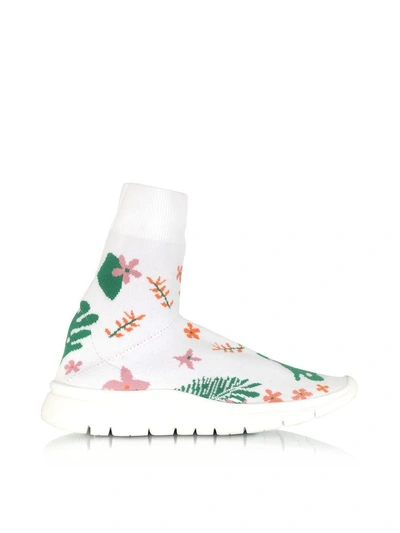 Shop Joshua Sanders White Flower Nylon Sock Sneakers