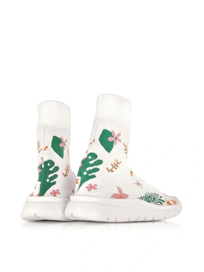 Shop Joshua Sanders White Flower Nylon Sock Sneakers