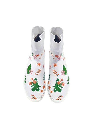 Shop Joshua Sanders White Flower Nylon Sock Sneakers