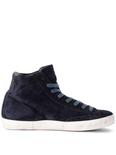Shop Philippe Model Paradis Blue Suede High Sneaker