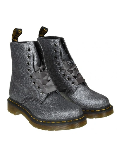 Dr. Martens Glitter Lace-up Boots In Pewter | ModeSens