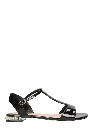 Shop Julie Dee T-strap Black Patent Leather Sandals
