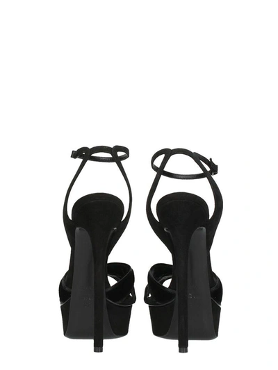 Shop Casadei Black Velvet Black Plateau Sandals