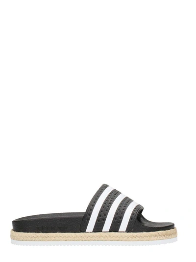 Shop Adidas Originals Adilette New Bold Pool Sandals In Black
