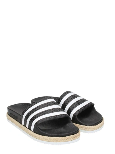 Shop Adidas Originals Adilette New Bold Pool Sandals In Black