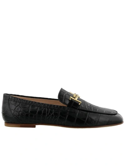 Shop Tod's Double T Leather Loafer In Black