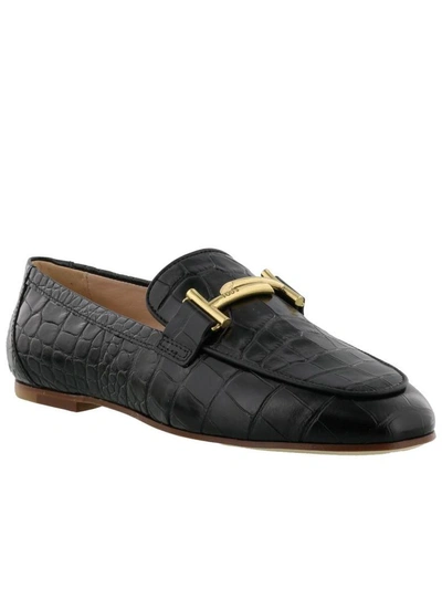 Shop Tod's Double T Leather Loafer In Black