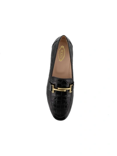 Shop Tod's Double T Leather Loafer In Black