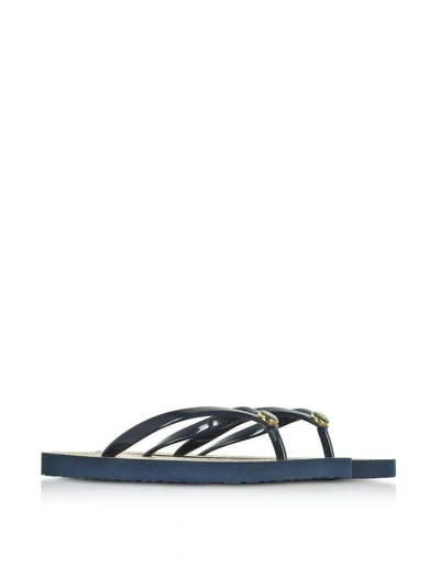 Shop Tory Burch Thin Tory Navy And Psychedelic Geo Flip Flop In Navy Blue