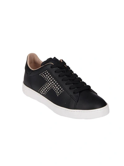 Shop Tod's Studded Lace-up Sneakers In Black