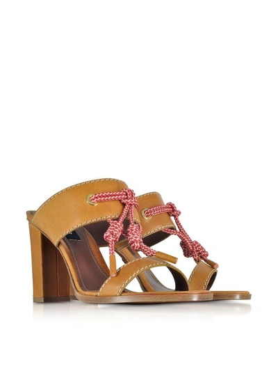 Shop Dsquared2 Camel Leather High Heel Sandals