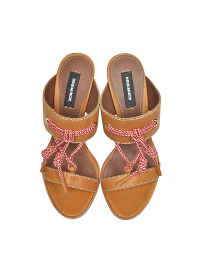 Shop Dsquared2 Camel Leather High Heel Sandals