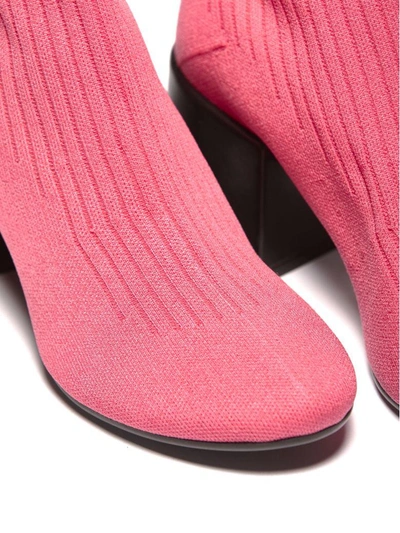 Shop Mm6 Maison Margiela Logo Sock Boots In Fuxia