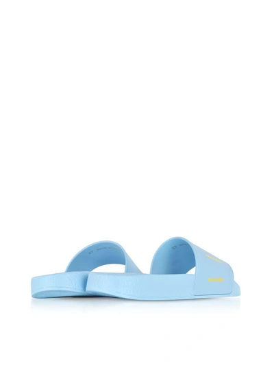 Shop Dsquared2 Icon Sky Blue Rubber Slide Sandals In Light Blue
