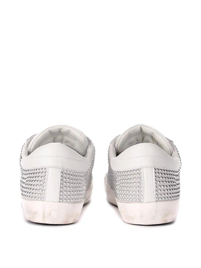 Shop Philippe Model Paris White Leather And Suede Sneaker With Studs In Bianco