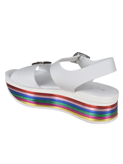 Shop Hogan Rainbow Heel Sandals In White