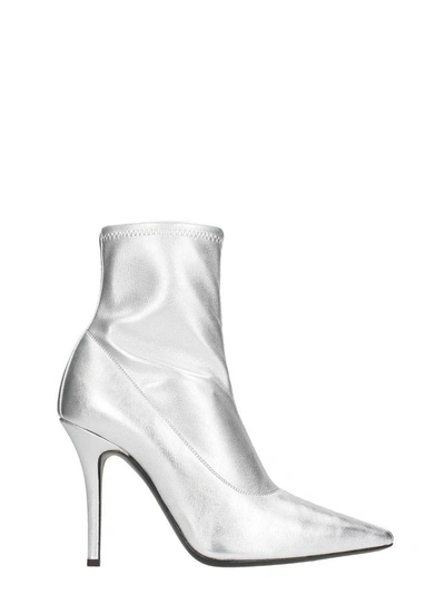 Shop Giuseppe Zanotti Silver Metal Leather Ankle Boots