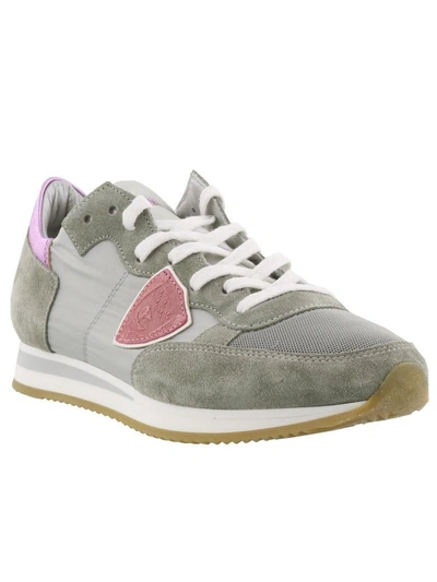 Shop Philippe Model Tropez Sneakers In Grey/ Pink