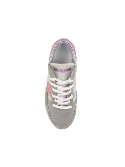 Shop Philippe Model Tropez Sneakers In Grey/ Pink