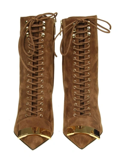 Shop Sergio Rossi Ankle Boots In Suede Color Suede In Toffee