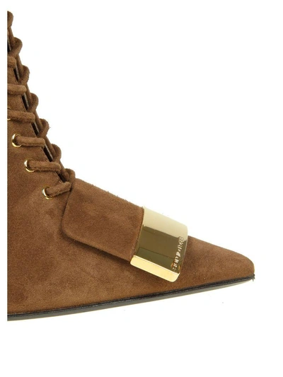 Shop Sergio Rossi Ankle Boots In Suede Color Suede In Toffee
