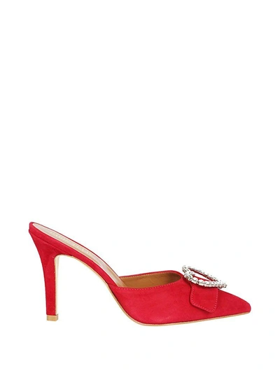 Shop Paris Texas Heart Detail Mules In Red