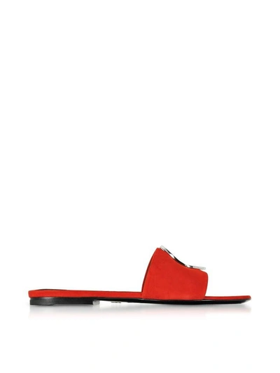 Shop Proenza Schouler Tulip Red Suede Slide Sandals