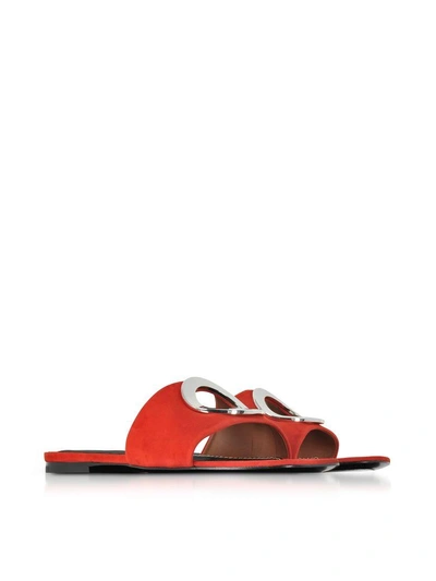 Shop Proenza Schouler Tulip Red Suede Slide Sandals