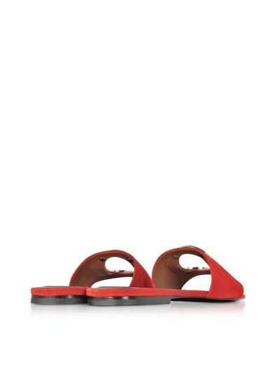 Shop Proenza Schouler Tulip Red Suede Slide Sandals