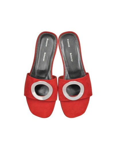 Shop Proenza Schouler Tulip Red Suede Slide Sandals