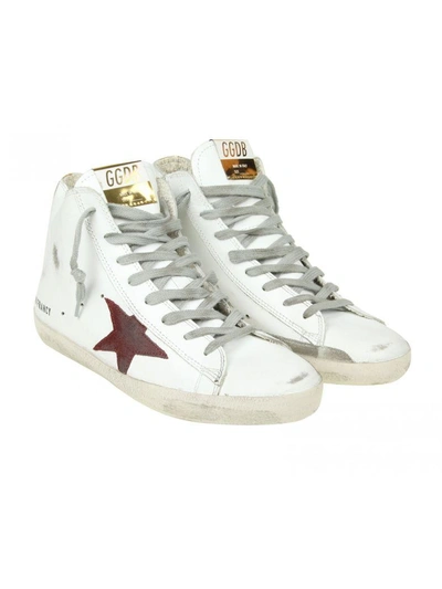 Shop Golden Goose "francy" Sneakers In White Leather With Gold Details
