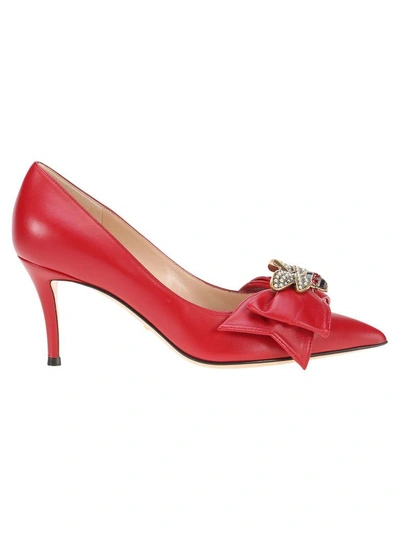 Shop Gucci Decolletee Fiocco Ape Tacco 75 In Red